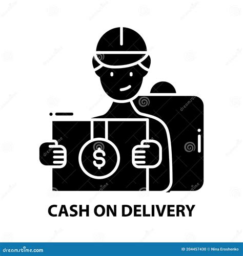 Cash on Delivery Icon, Black Sign with Strokes, Concept Illustration Stock Illustration ...