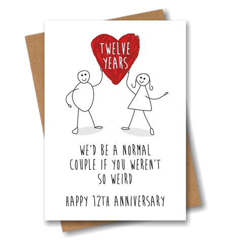 12th Anniversary Card Twelve Year Love Heart - Etsy UK