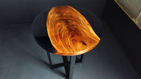 Round epoxy table Walnut coffee table Black epoxy | Etsy