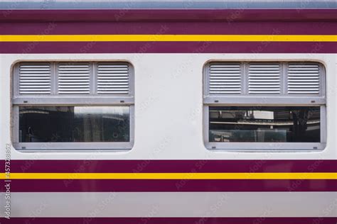 Side view of the window of the antique train Stock Photo | Adobe Stock