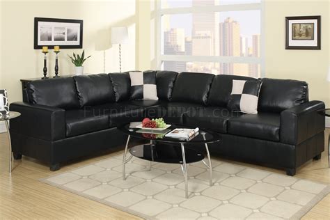 F7630 Sectional Sofa in Black Faux Leather by Poundex