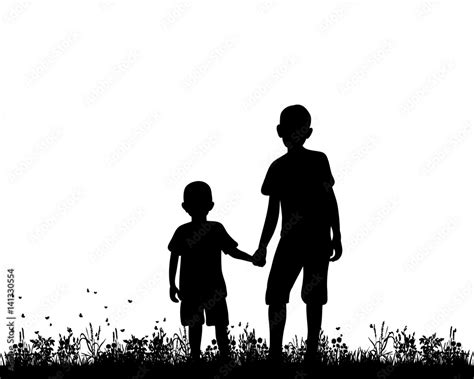 Children Holding Hands Silhouette