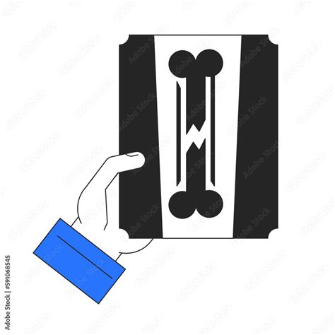 Holding bone fracture x ray scan flat line concept vector spot illustration. Identify ...