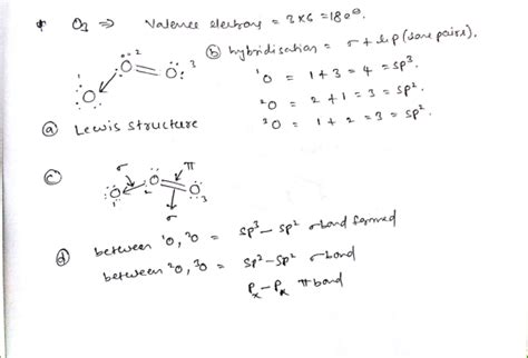 1a.) Draw one lewis structure for ozone, O3. b.) Identify the hybridization of each O. c ...