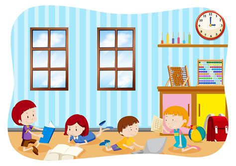 Children learning in a classroom 293696 Vector Art at Vecteezy