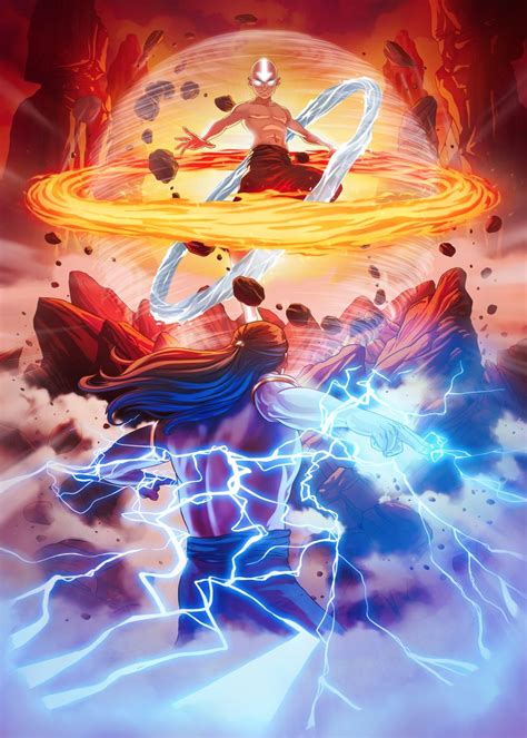 'Avatar Aang vs Ozai' Poster, picture, metal print, paint by Avatar: The Last Airbender | Displate