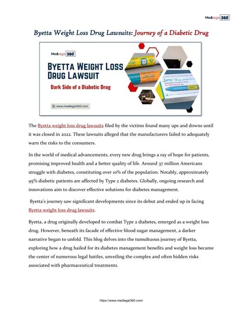 PPT - Byetta Weight Loss Drug Lawsuits: Journey of a Diabetic Drug ...