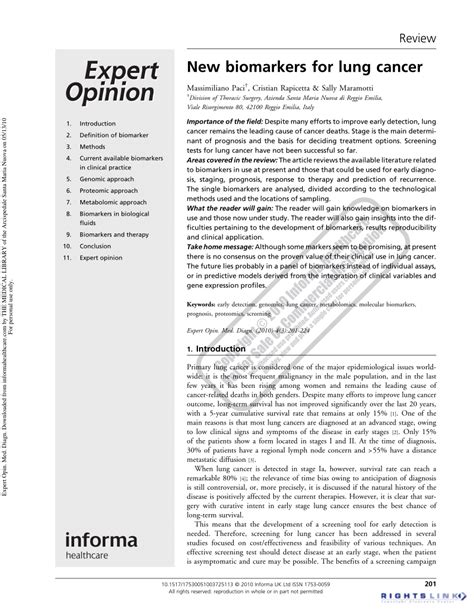 (PDF) New biomarkers for lung cancer