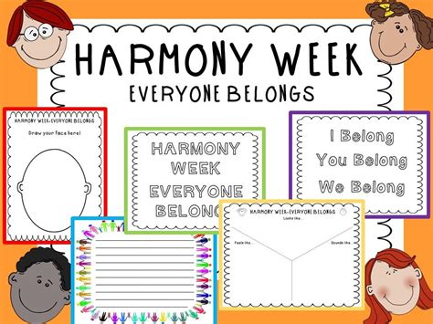 5 Harmony Week Activities. Included is a Looks Like Feels Like worksheet, 2 harmony day posters ...