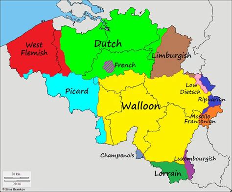 Languages and Dialects of Belgium | Исторические карты, Социология, Карта