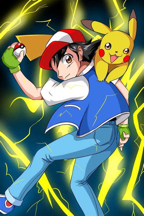 Ash Ketchum and Pikachu (colored) by Kitt-Fishy on DeviantArt