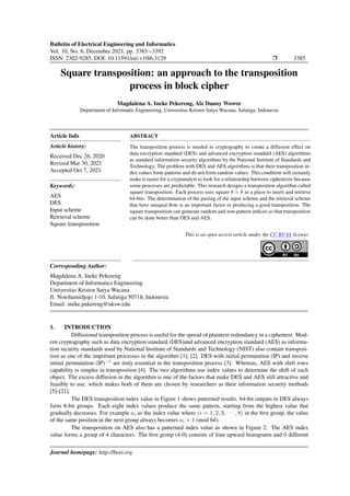 Square transposition: an approach to the transposition process in block cipher | PDF