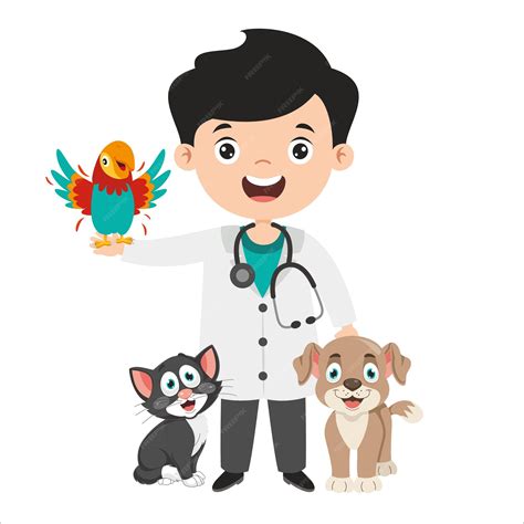 Premium Vector | Cartoon drawing of a veterinarian