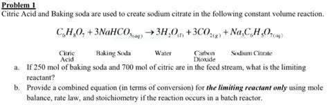 Citric Acid and Sodium Bicarbonate Reaction Equation