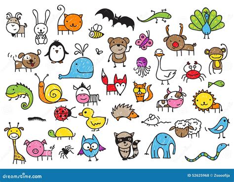 Les Dessins De L'enfant Des Animaux Illustration de Vecteur - Image: 52625968