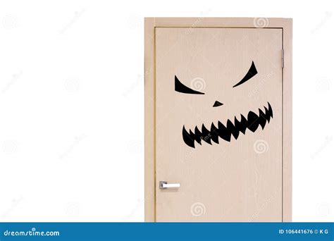 Door with Black Angry Scary Monster Face. Stock Photo - Image of ...