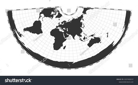 Vector World Map Conic Equidistant Projection Stock Vector (Royalty ...