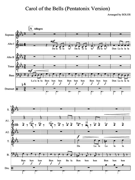 PDF Partitura Carol of The Bells Pentatonix Version RGWXQDZSGRG Copia ...