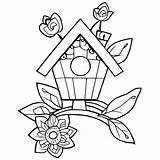 Beautiful Birdhouse Coloring Page · Creative Fabrica sketch template