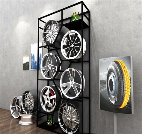 Metal Wall Wheel 6pcs Rim Storage Display Rack Showroom Black Stand - Industrial Products ...