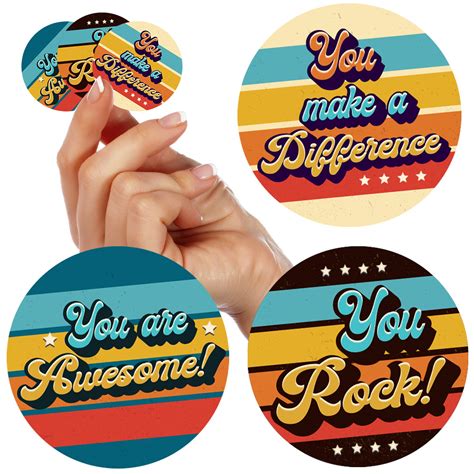 Buy 500 Kudos Appreciation Stickers 1.5” - Retro You are Awesome, You ...