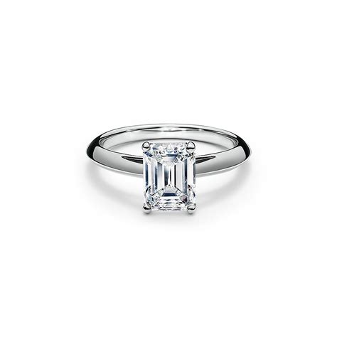 Emerald-cut diamond engagement ring in platinum. | Tiffany & Co. US