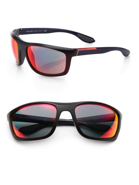 Lyst - Prada Irregular Wrap Sunglasses in Red for Men