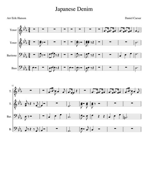 Japanese Denim Sheet music for Tenor, Bass voice, Baritone (Choral) | Musescore.com