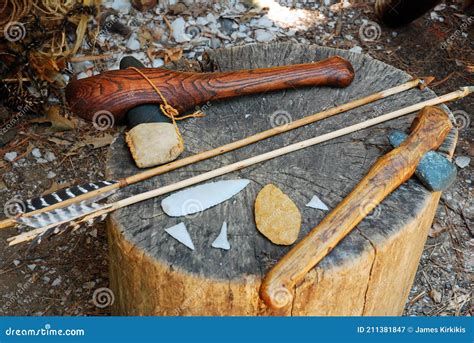 Powhatan Tools Near Jamestown Virginia Stock Image - Image of display ...