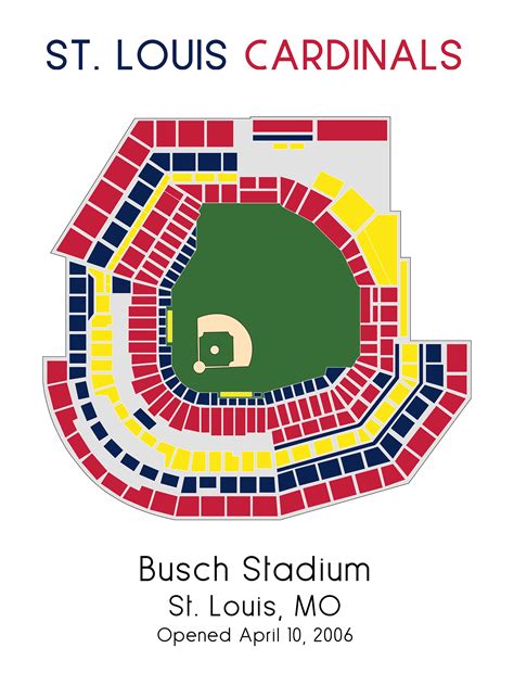 St Louis Cardinals Busch Stadium MLB Stadium Map Ballpark | Etsy