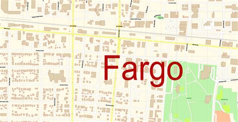 Fargo North Dakota US PDF Map Vector Exact City Plan detailed Street Map Adobe PDF in layers