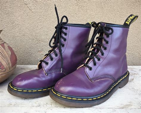 Made in England Dr Martens Boots Purple Leather US Women's Size 8 Doc ...