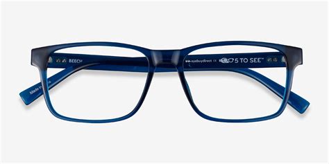 Beech Rectangle Crystal Dark Blue Glasses for Men | Eyebuydirect Canada