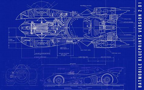 Bat Mobile Super Car Blueprints Sci Fi Science Fiction Retro Vintage ...