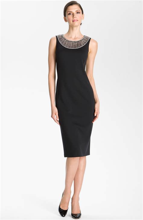 St. John Collection Beaded Milano Knit Dress in Black (caviar) | Lyst