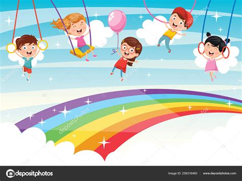 Ilustración Vectorial Niños Arco Iris Ilustración de stock de ©yusufdemirci #256316460