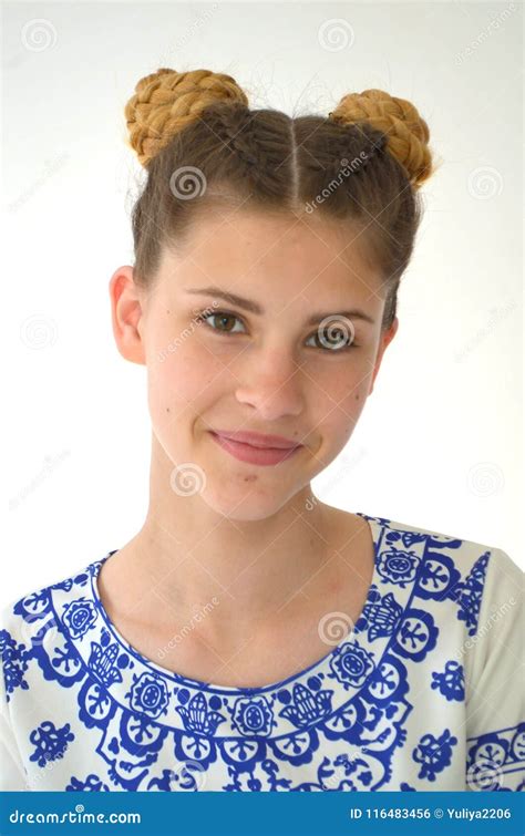 Girl with Pigtails French and Bunches Stock Photo - Image of hairstyle, female: 116483456