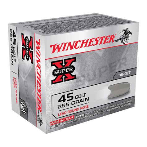 Winchester Super-X 45 Long Colt Ammo 255 Grain LRN 20 Round Box - Omaha ...