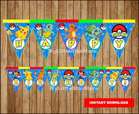 Pokemon Banner Printable Pokemon Triangle Banner Pokemon | Etsy