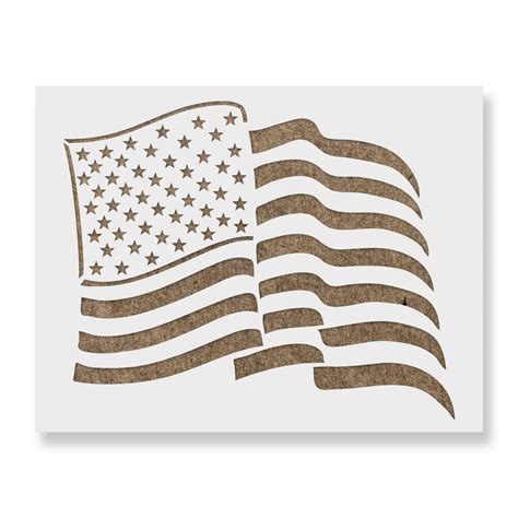 Waving American Flag Stencil