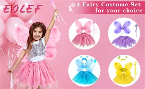 EQLEF Fairy Wings Costume Kids, Princess Fairy Costume Fairy Butterfly Wings Set for Girls Tutu ...