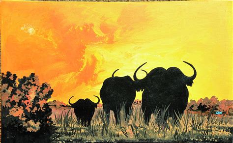 Buffalo Herd Painting by John Joshua Gibu - Fine Art America