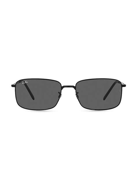 Ray-ban Men's Rb3717 Metal Rectangular Sunglasses - Black - Black ...