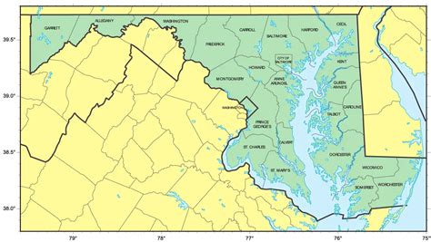 Counties Map of Maryland • Mapsof.net