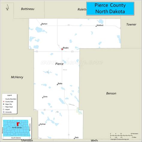 Map of Pierce County, North Dakota - Where is Located, Cities, Population, Highways & Facts