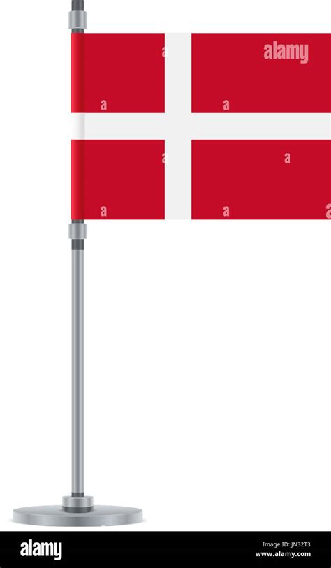 Flag design. Danish flag on the metallic pole. Isolated template for ...