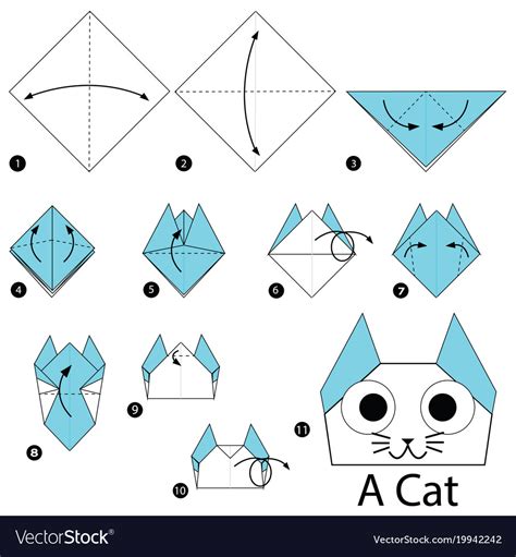 52 Top Photos Origami Cat Instructions Complex - Origami cat diagram. It looks like it could be ...