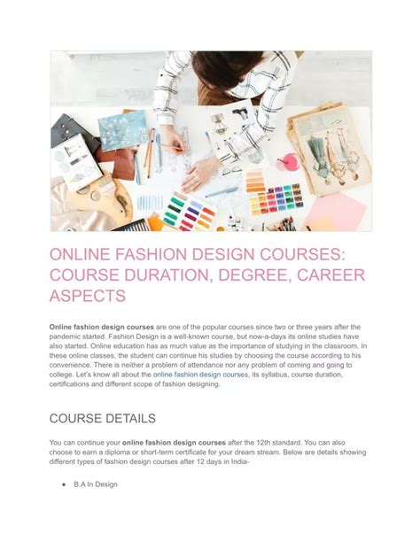 PPT - ONLINE FASHION DESIGN COURSES_ COURSE DURATION, DEGREE, CAREER ASPECTS PowerPoint ...