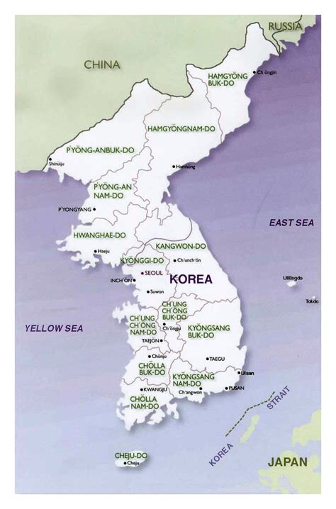 Political and administrative map of Korean Peninsula – 2001 | Vidiani ...