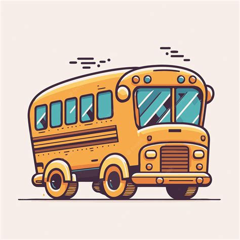 Premium Vector | Yellow school bus flat color vector icon logo illustration